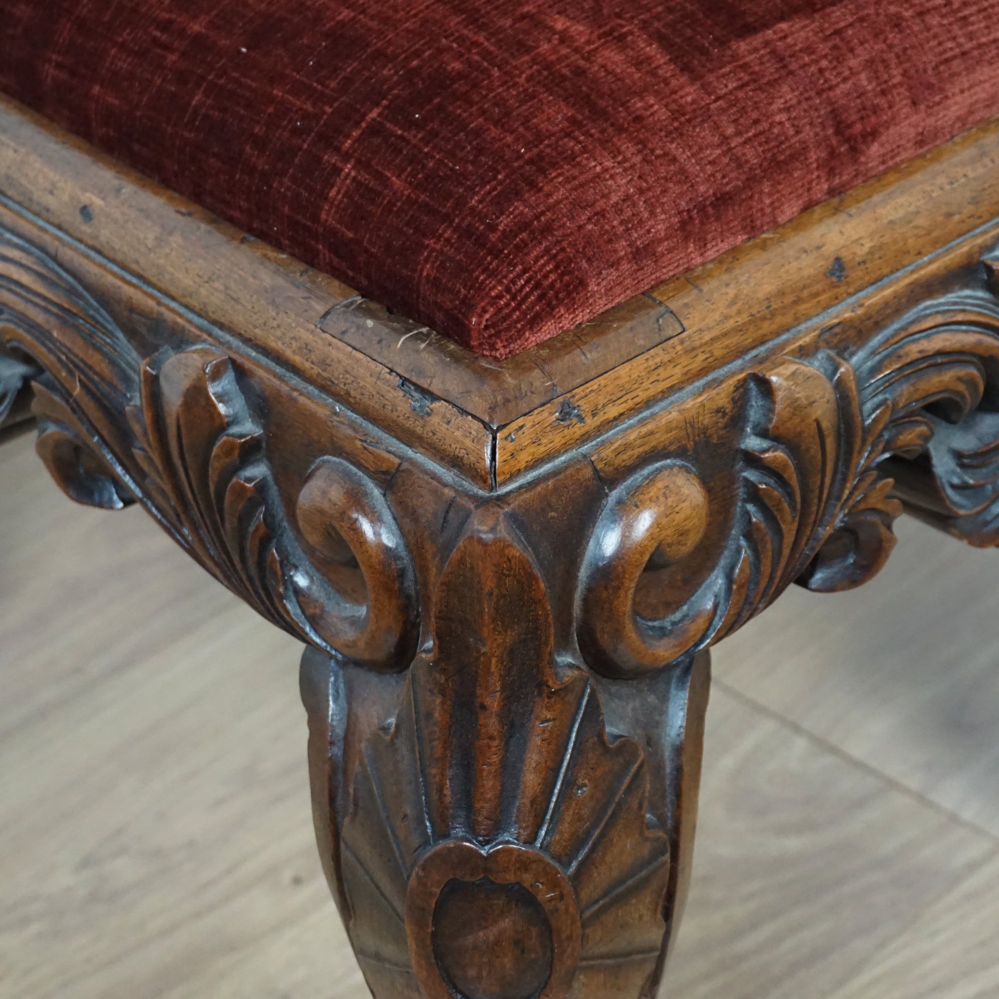 Mid-19th Century Spanish Carved Walnut Stool Circa 1860 - Markies Antiques Ltd