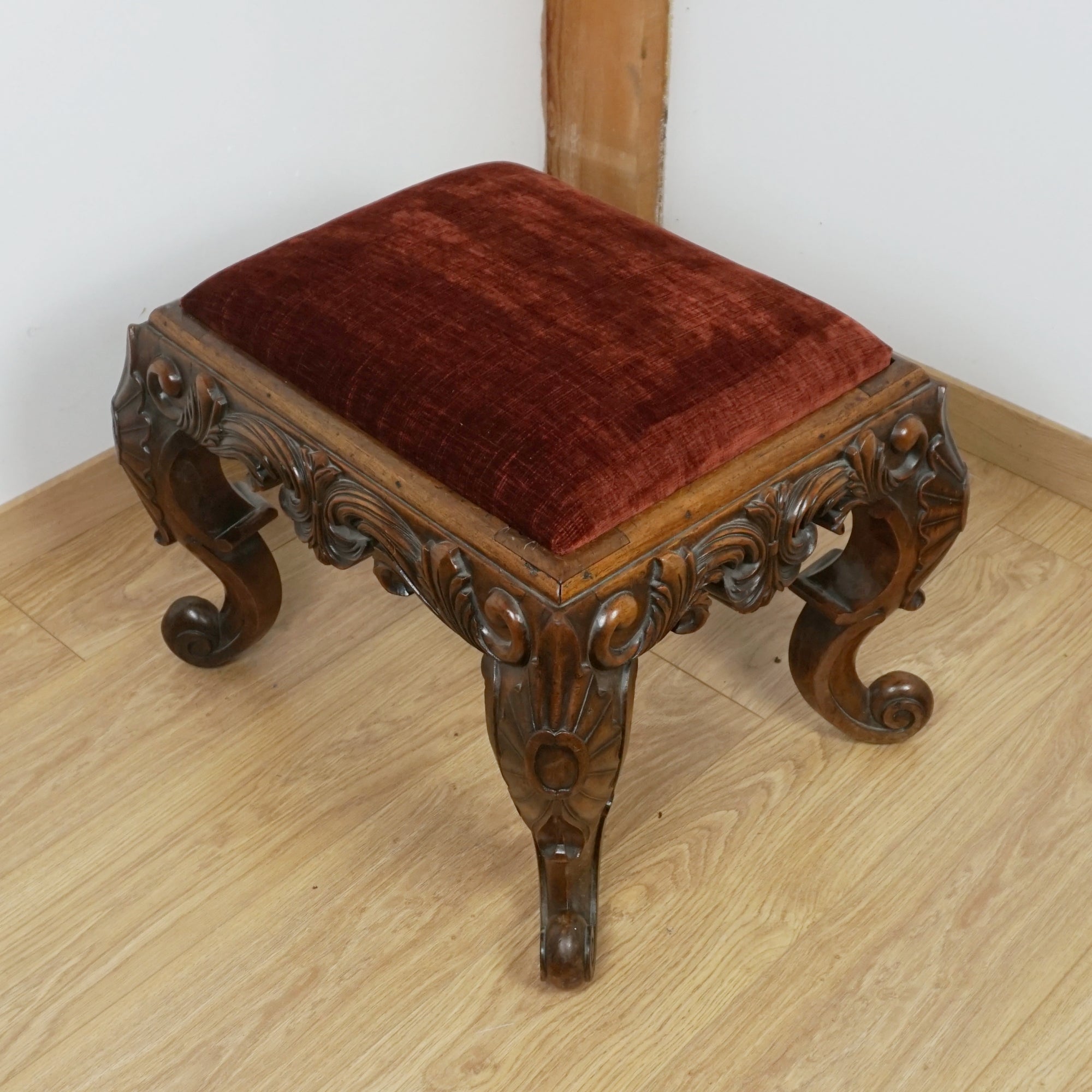 Mid-19th Century Spanish Carved Walnut Stool Circa 1860 - Markies Antiques Ltd