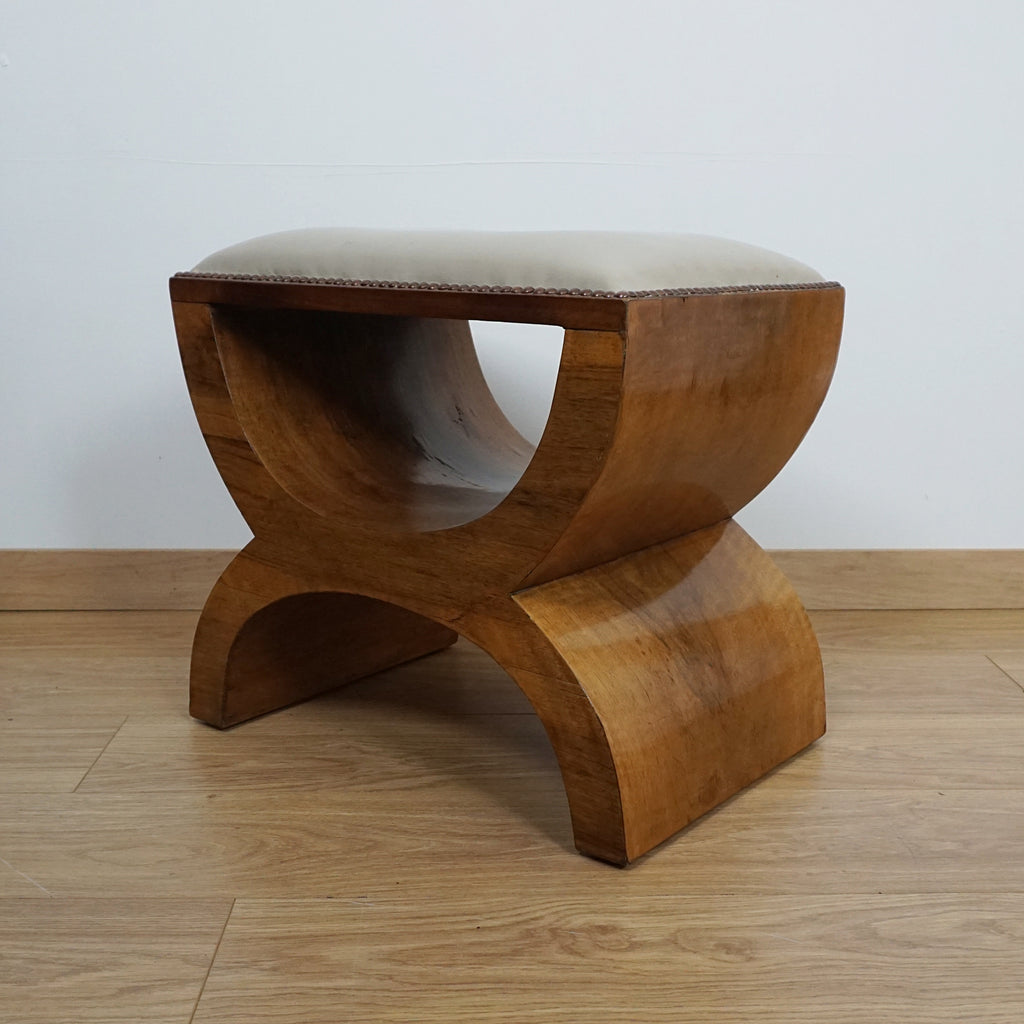 Art Deco Walnut Dressing Stool - Markies Antiques 