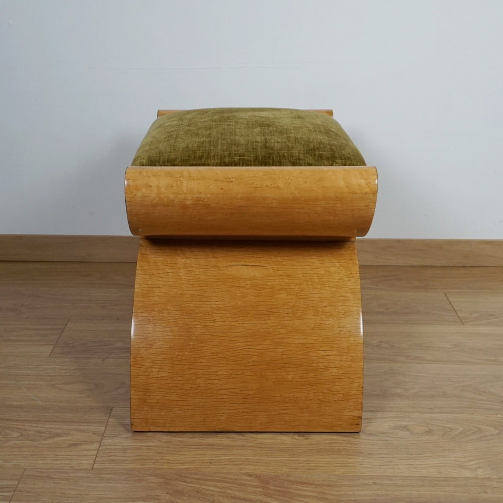 Art Deco Birdseye Maple X-Framed Dressing Stool - Markies Antiques ltd
