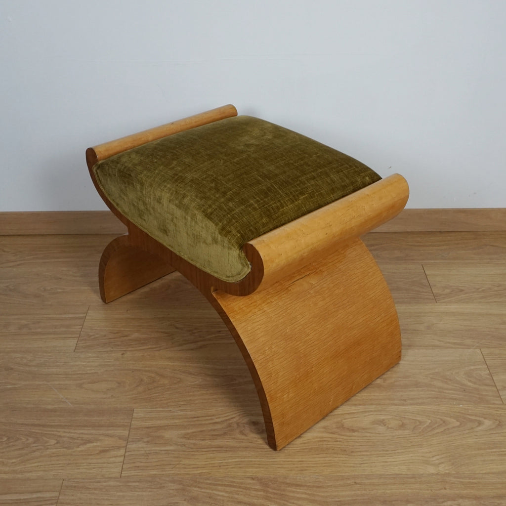 Art Deco Birdseye Maple X-Framed Dressing Stool - Markies Antiques ltd