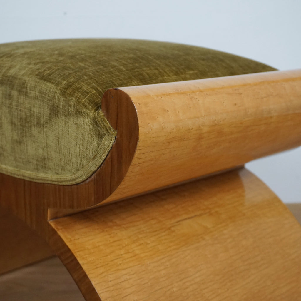 Art Deco Birdseye Maple X-Framed Dressing Stool - Markies Antiques ltd