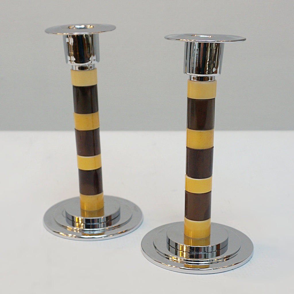 Striped Bakelite 1930s style art deco candlesticks - Jeroen Markies Art Deco