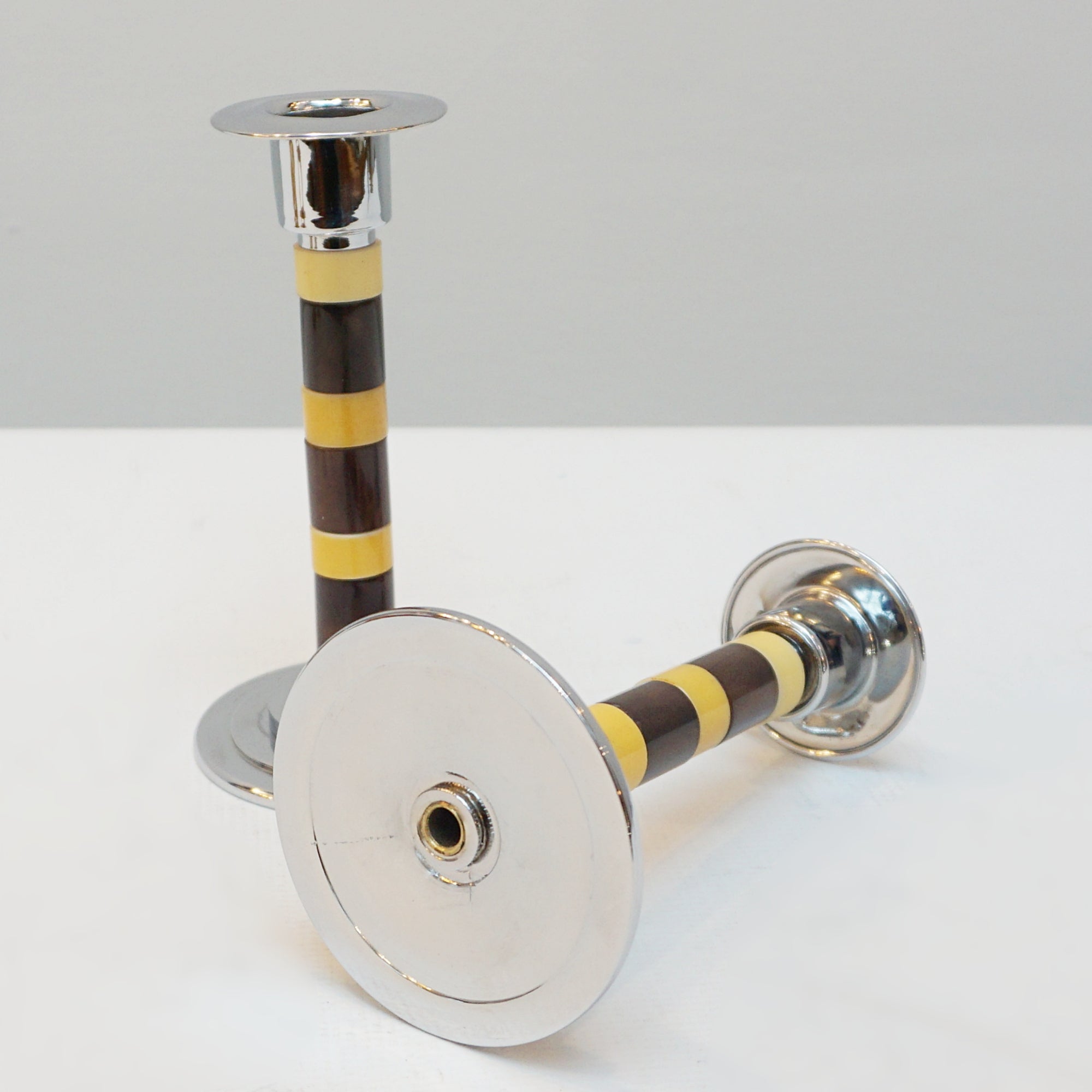 Striped Bakelite 1930s style art deco candlesticks - Jeroen Markies Art Deco