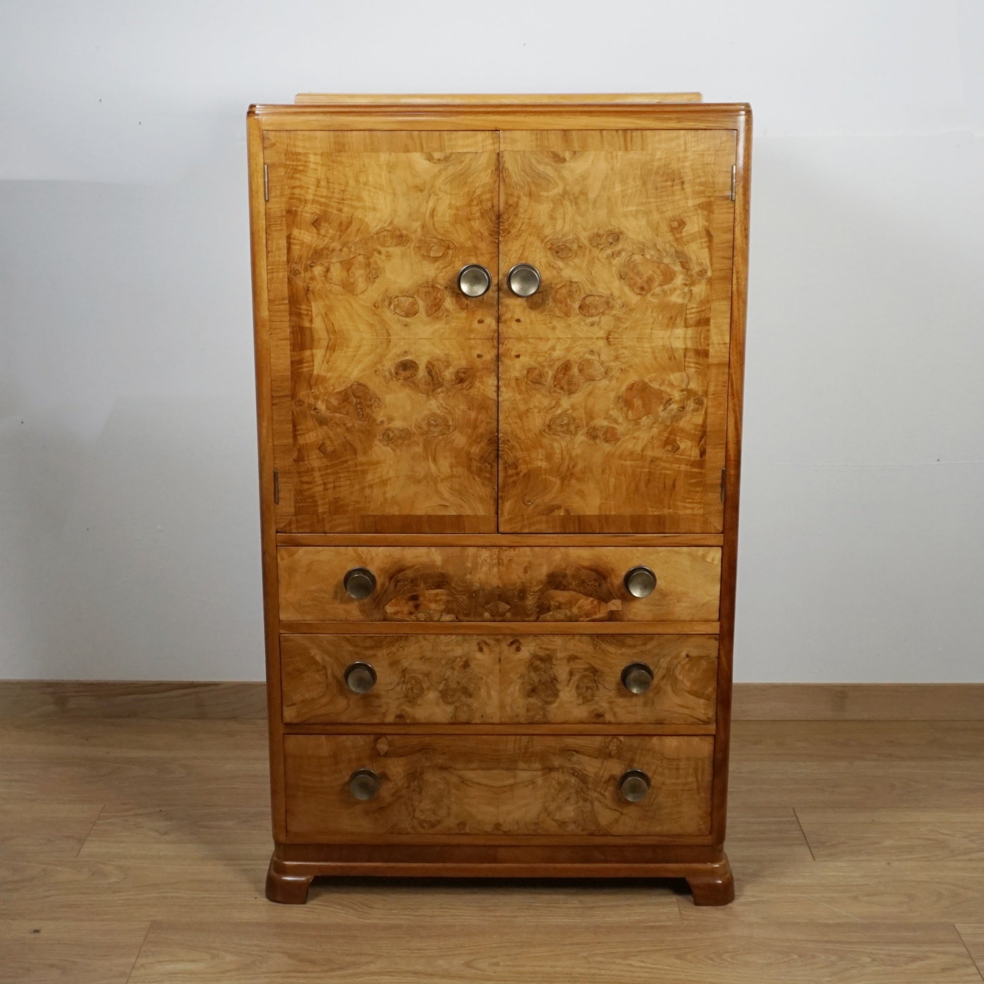 Art Deco Burr Walnut Tall Boy Cabinet - Jeroen Markies Art Deco