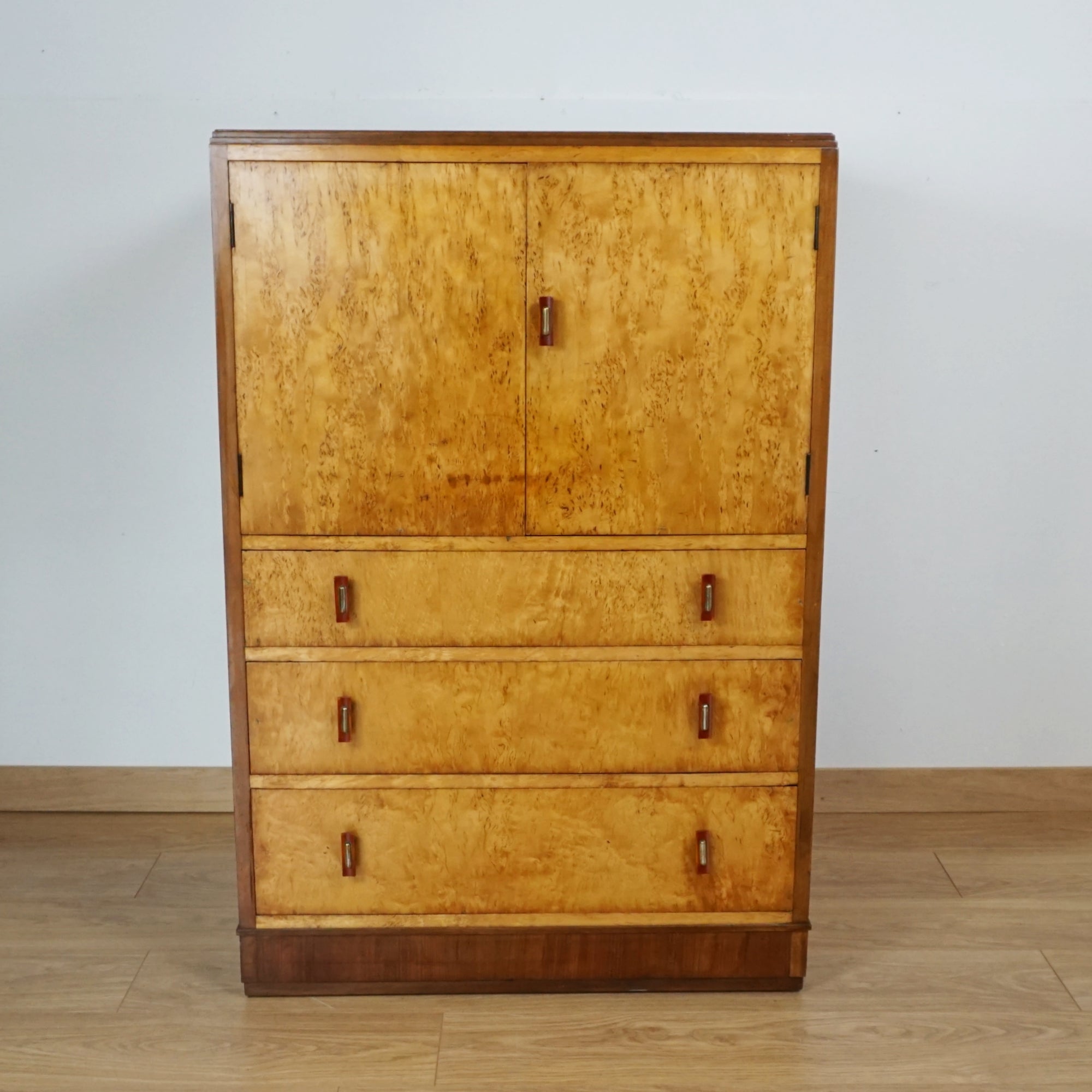 Art Deco Linen cupboard. Walnut and Birch - Markies Antiques 