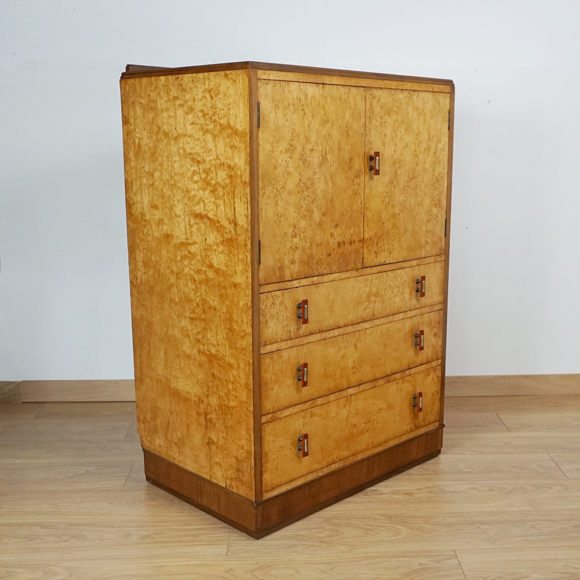 Art Deco Linen cupboard. Walnut and Birch - Markies Antiques 