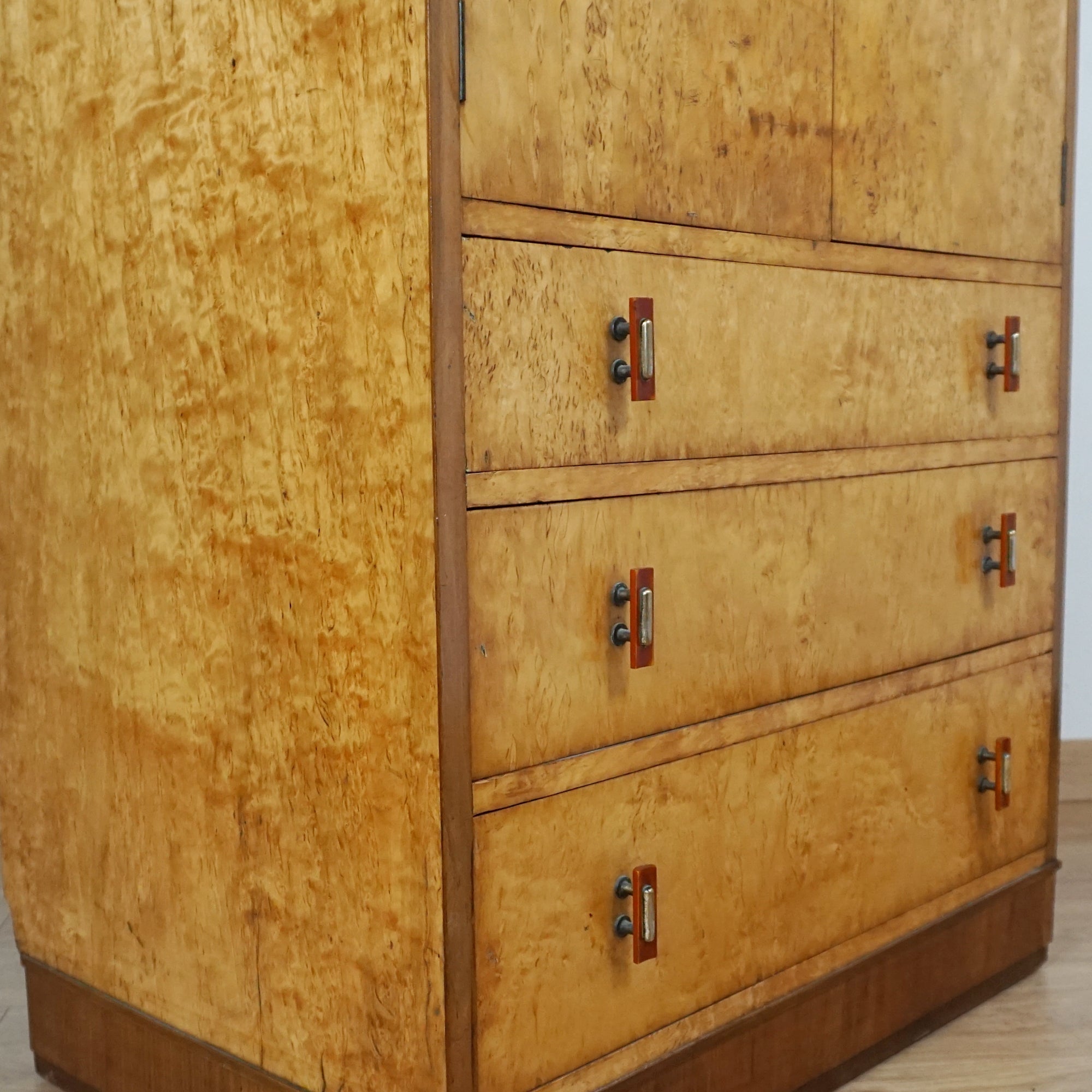 Art Deco Linen cupboard. Walnut and Birch - Markies Antiques 