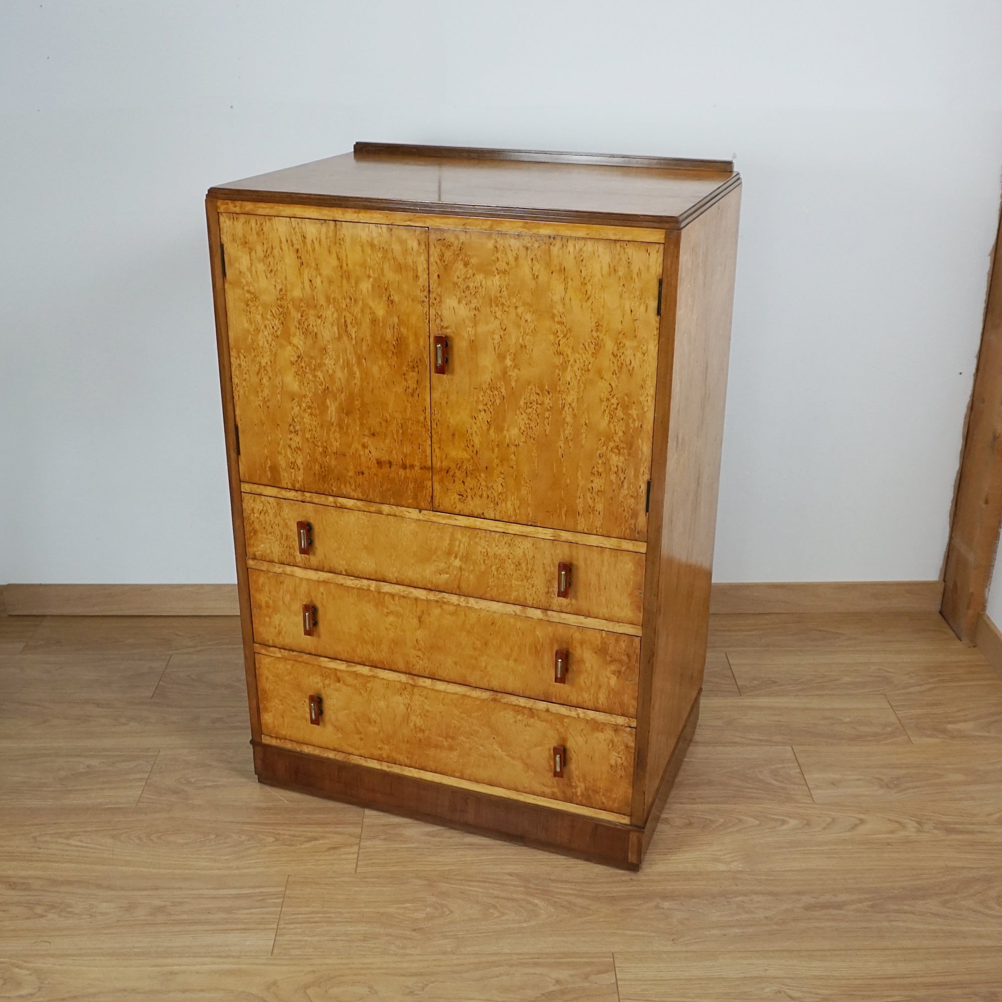 Art Deco Linen cupboard. Walnut and Birch - Markies Antiques 