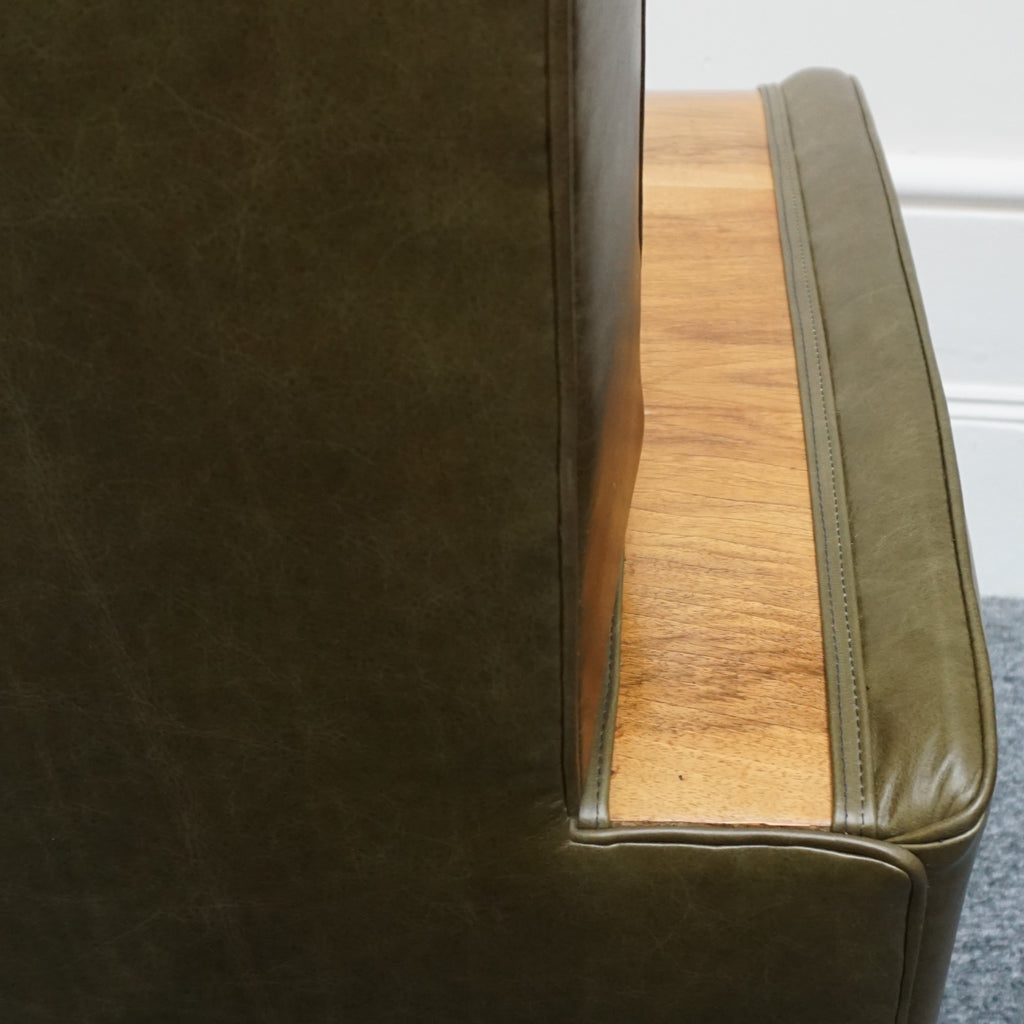 Vintage Art Deco Tank Armchairs in Green Leather with Walnut Show Wood - Jeroen Markies Art Deco