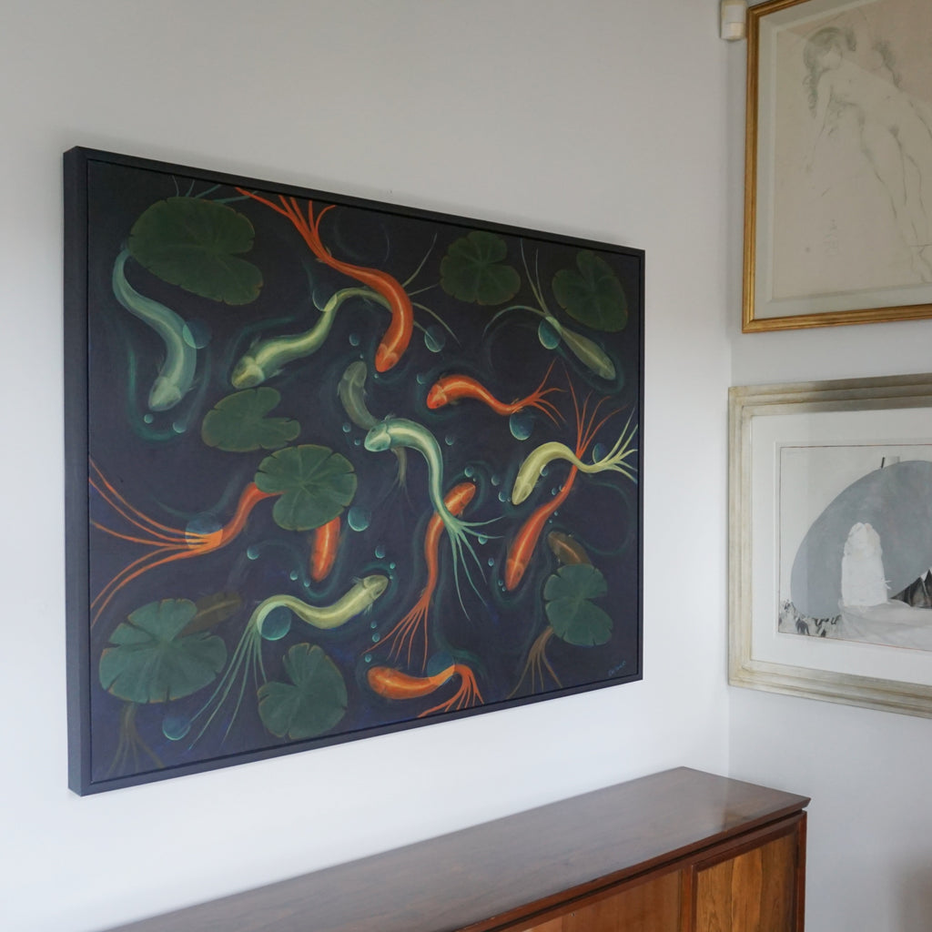 Vera Jefferson Swimming Koi in Pond Painting - Jeroen Markies Art Deco