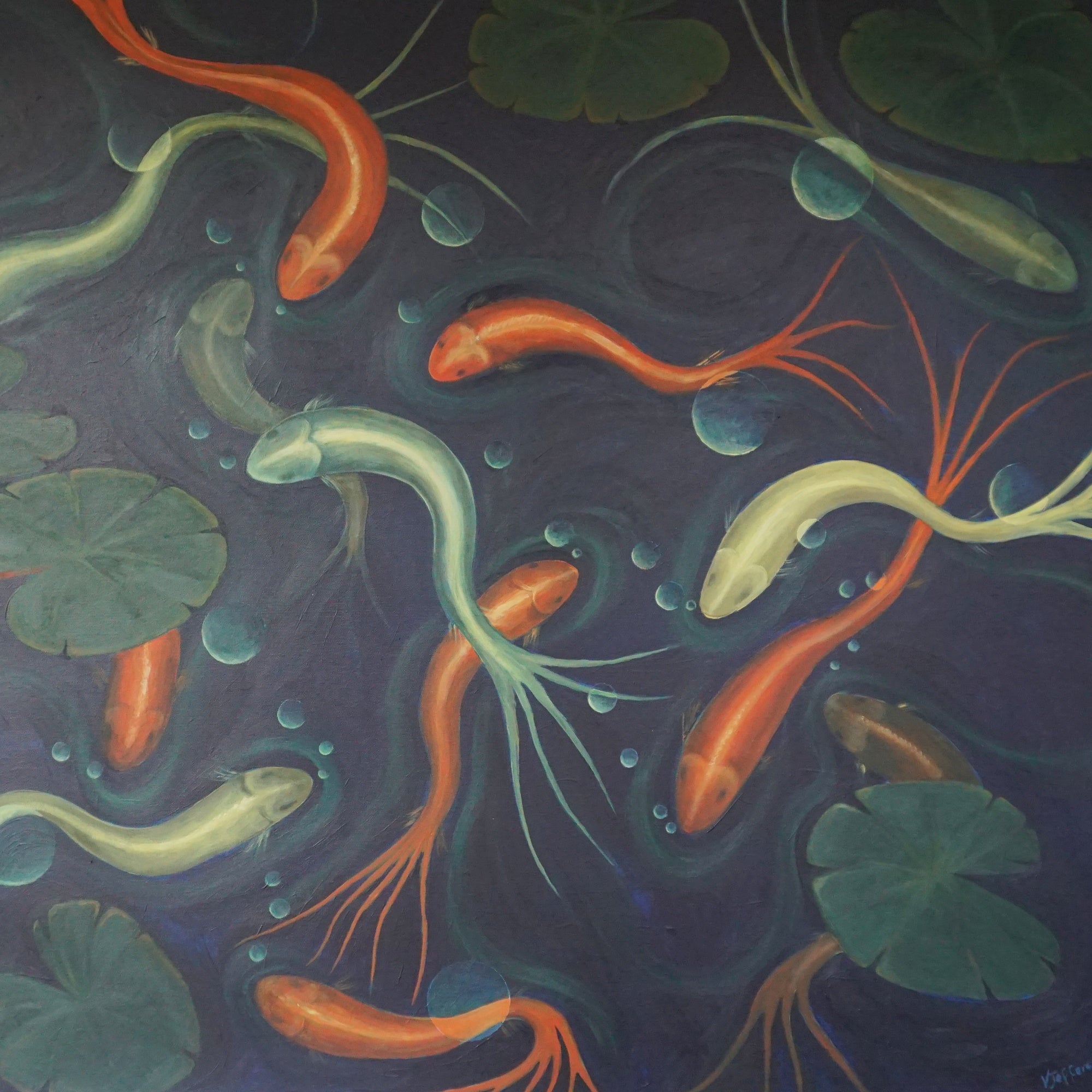 Vera Jefferson Swimming Koi in Pond Painting - Jeroen Markies Art Deco