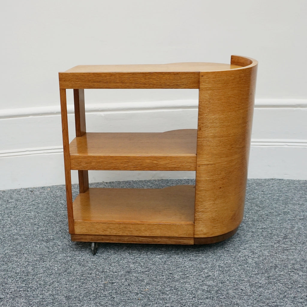 An Art Deco solid oak drinks trolley. Three tiers. 1930s drinks trolley for cocktails. - Jeroen Markies Art Deco