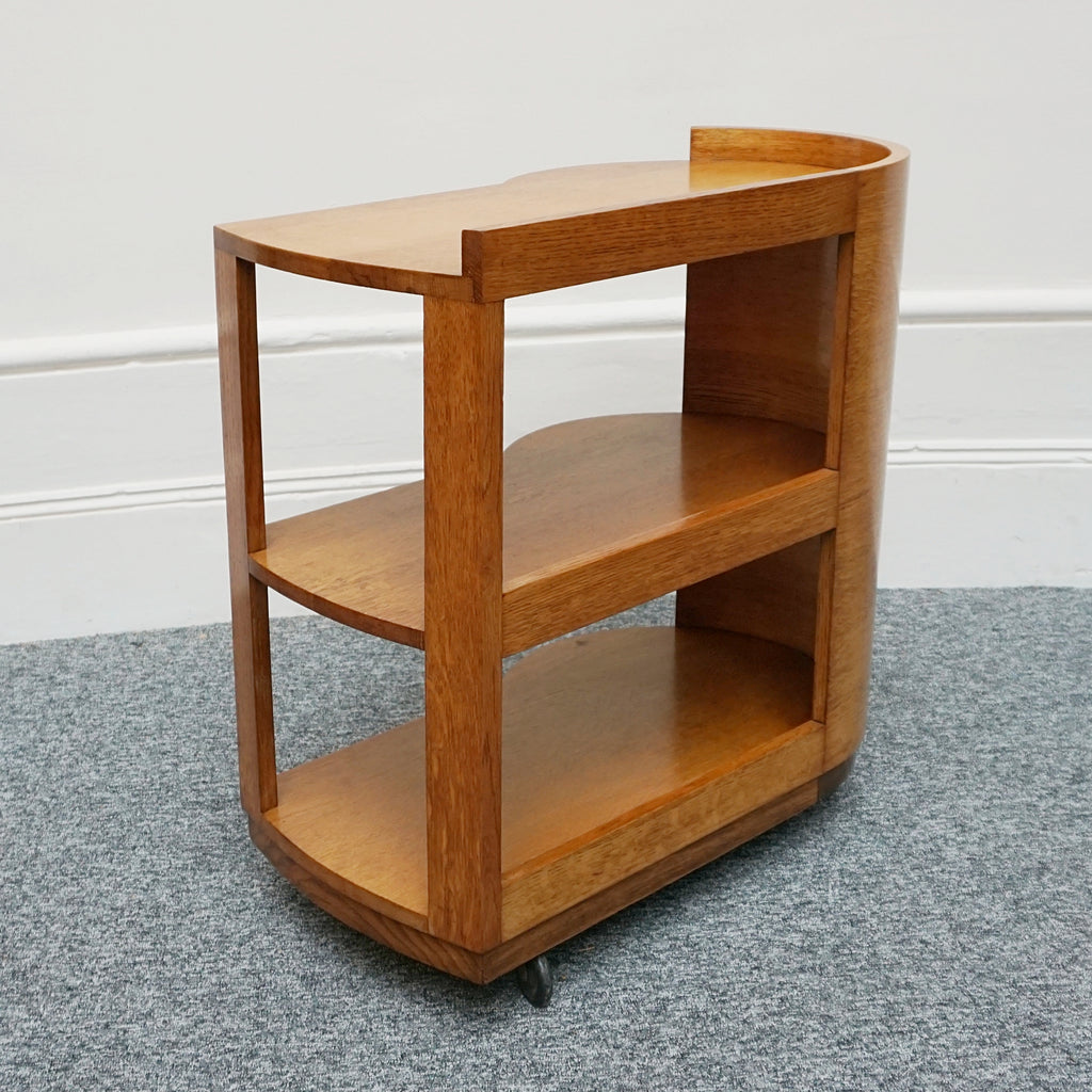 An Art Deco solid oak drinks trolley. Three tiers. 1930s drinks trolley for cocktails. - Jeroen Markies Art Deco