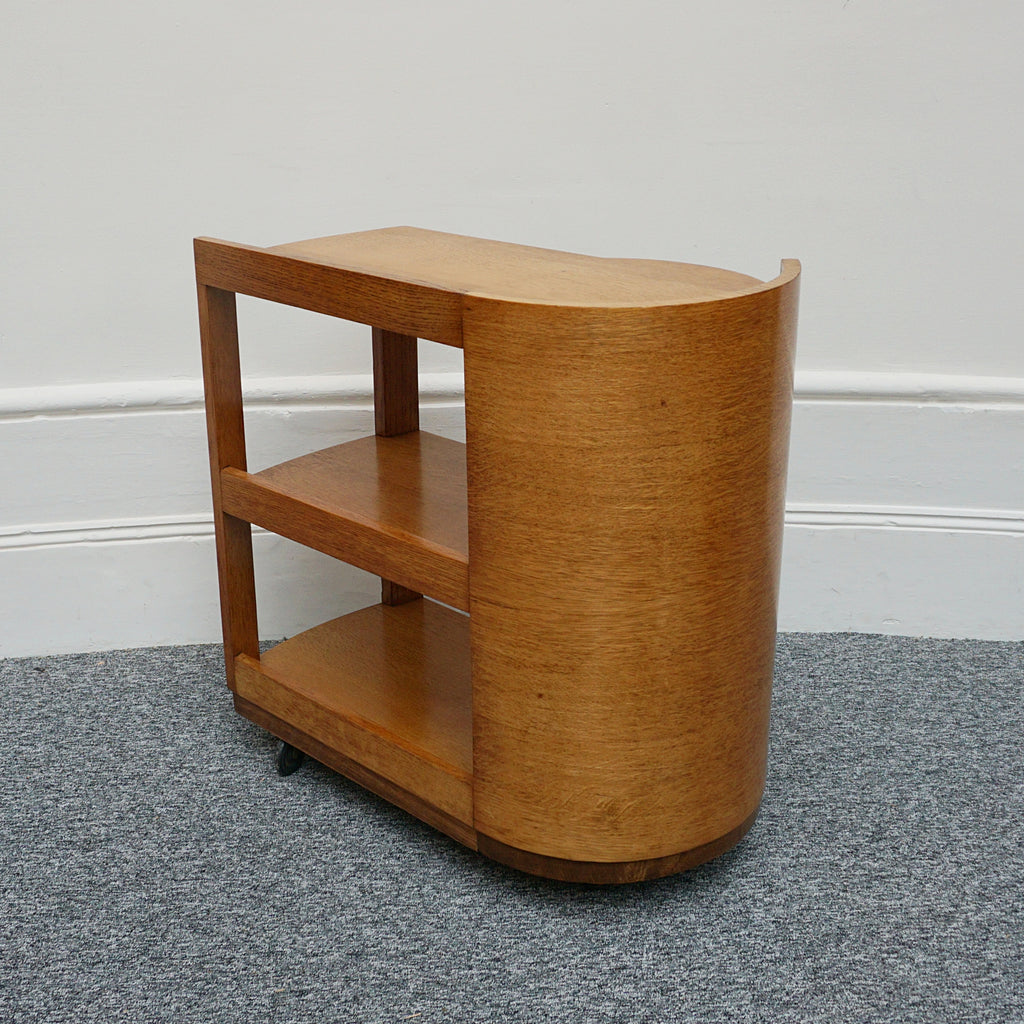 An Art Deco solid oak drinks trolley. Three tiers. 1930s drinks trolley for cocktails. - Jeroen Markies Art Deco