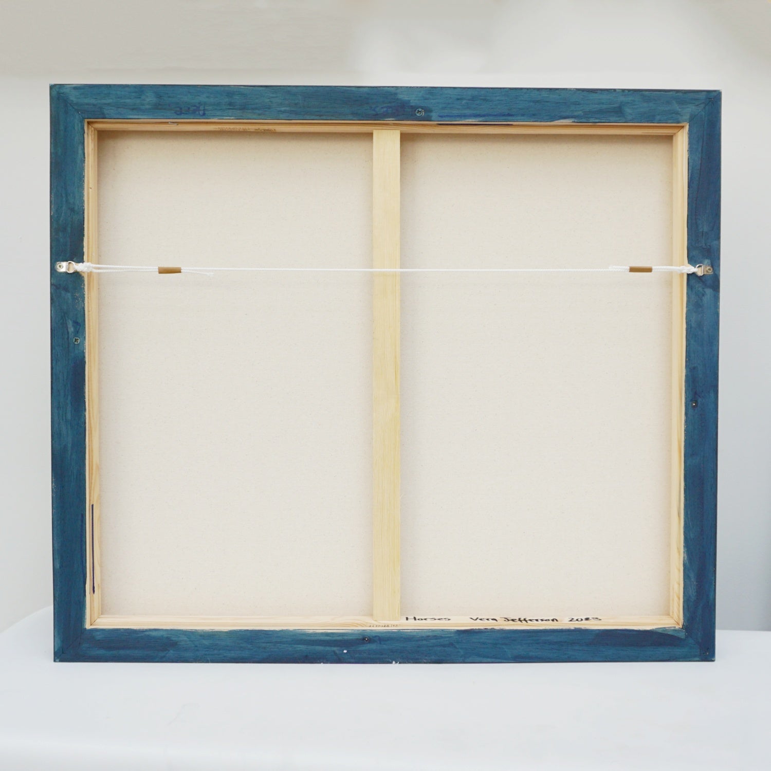 'Moon Dogs' An Art Deco style contemporary painting by Vera Jefferson depicting galloping dogs amongst a stylised background.