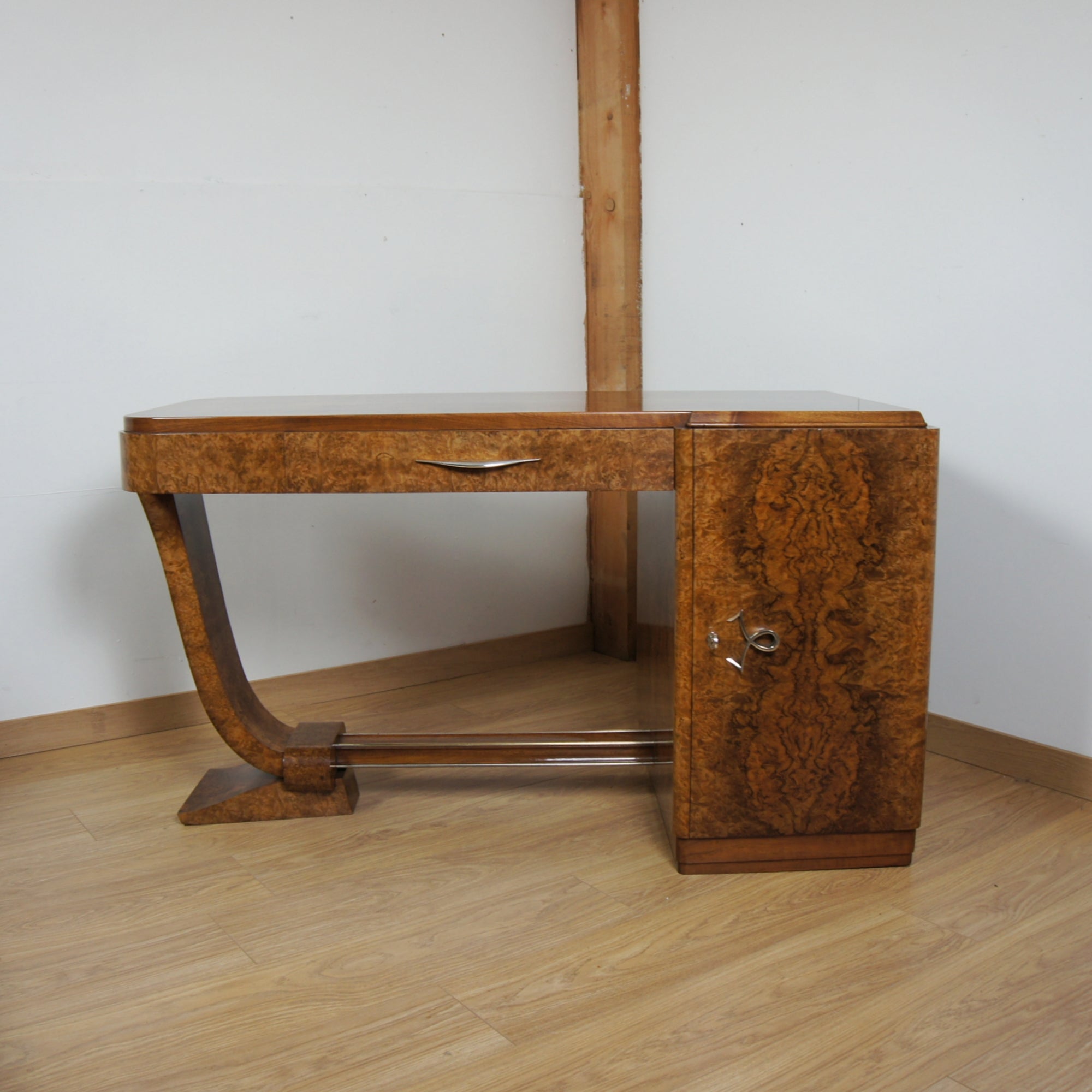 Art Deco Burr Walnut Desk by F.Pigeon of Paris