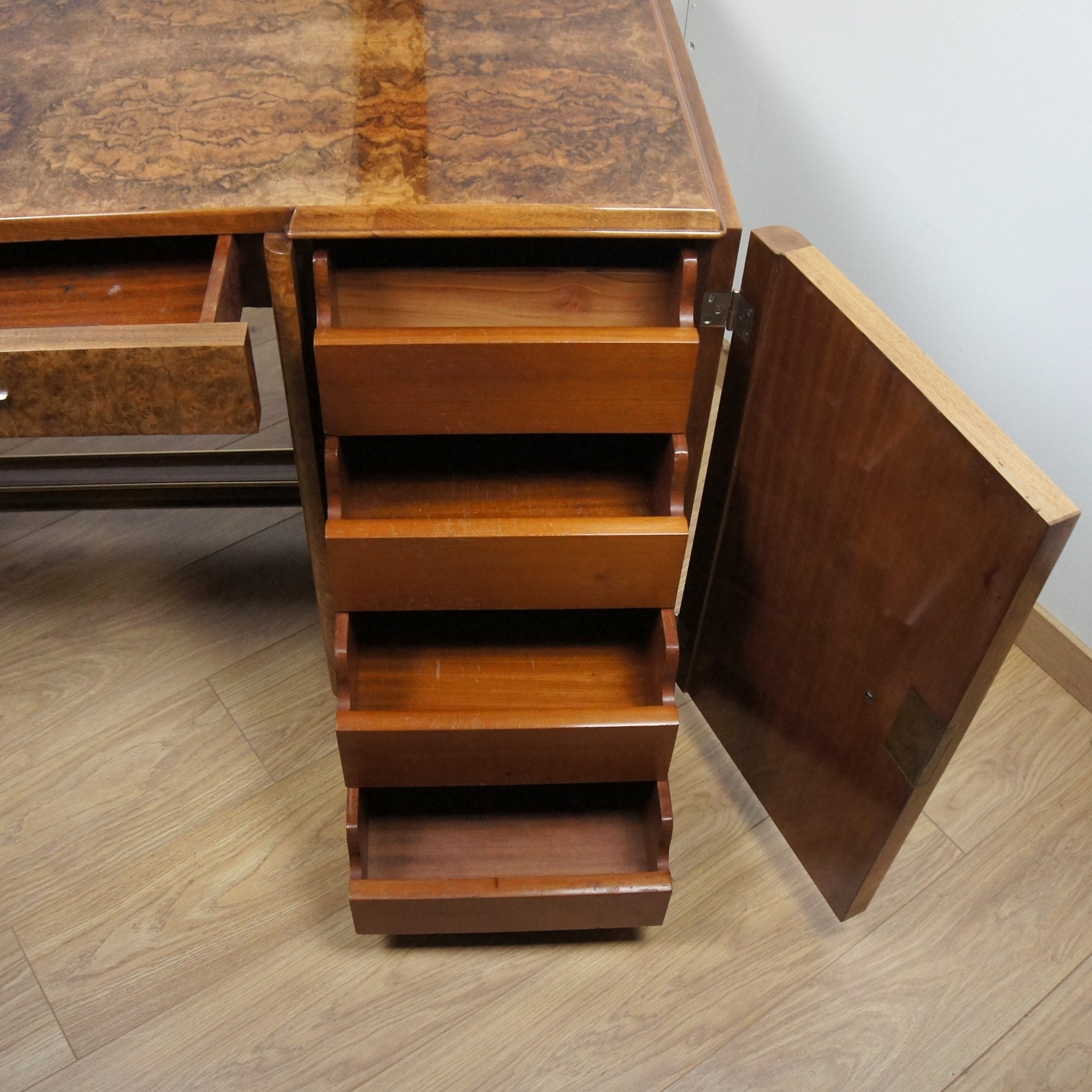 Art Deco Burr Walnut Desk by F.Pigeon of Paris