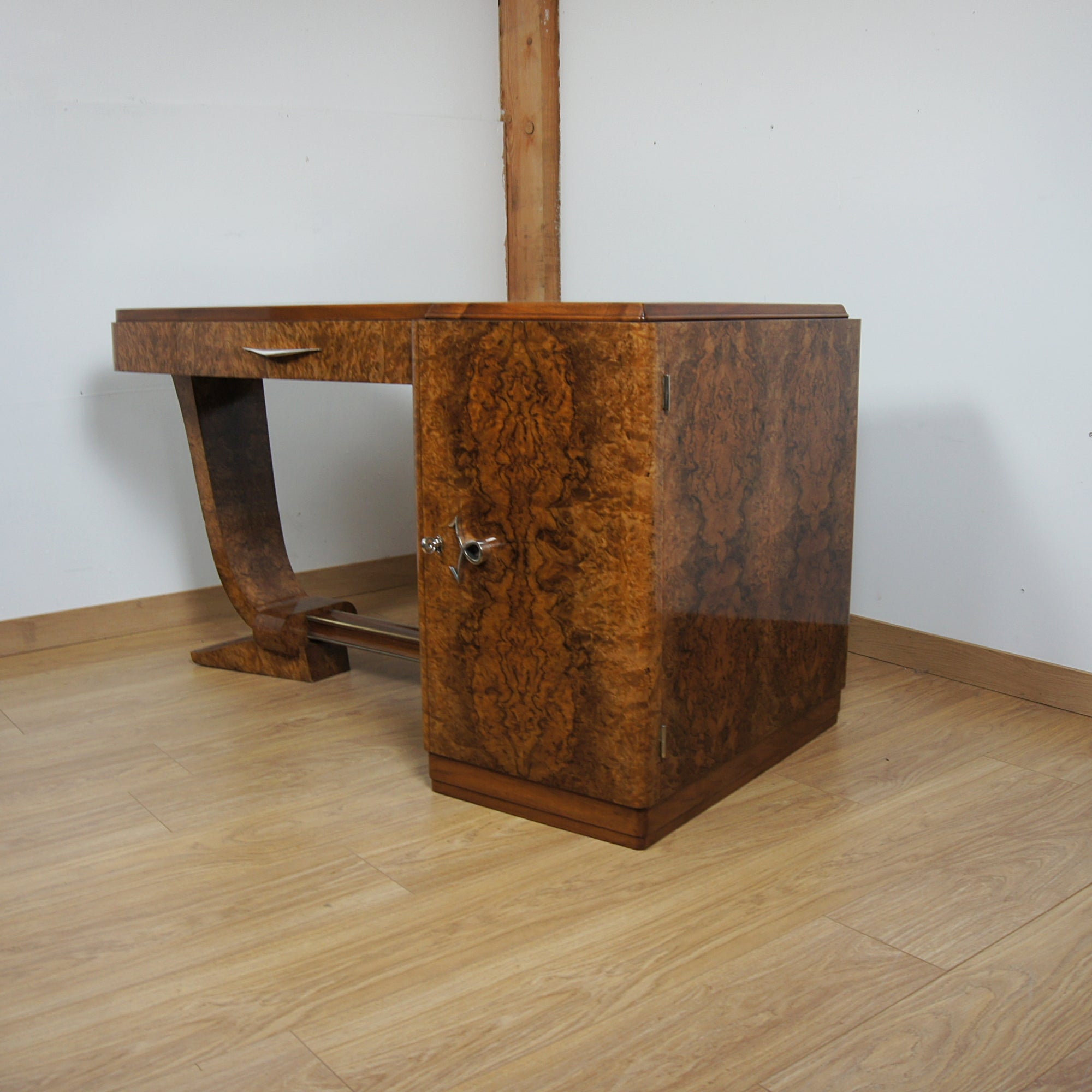 Art Deco Burr Walnut Desk by F.Pigeon of Paris