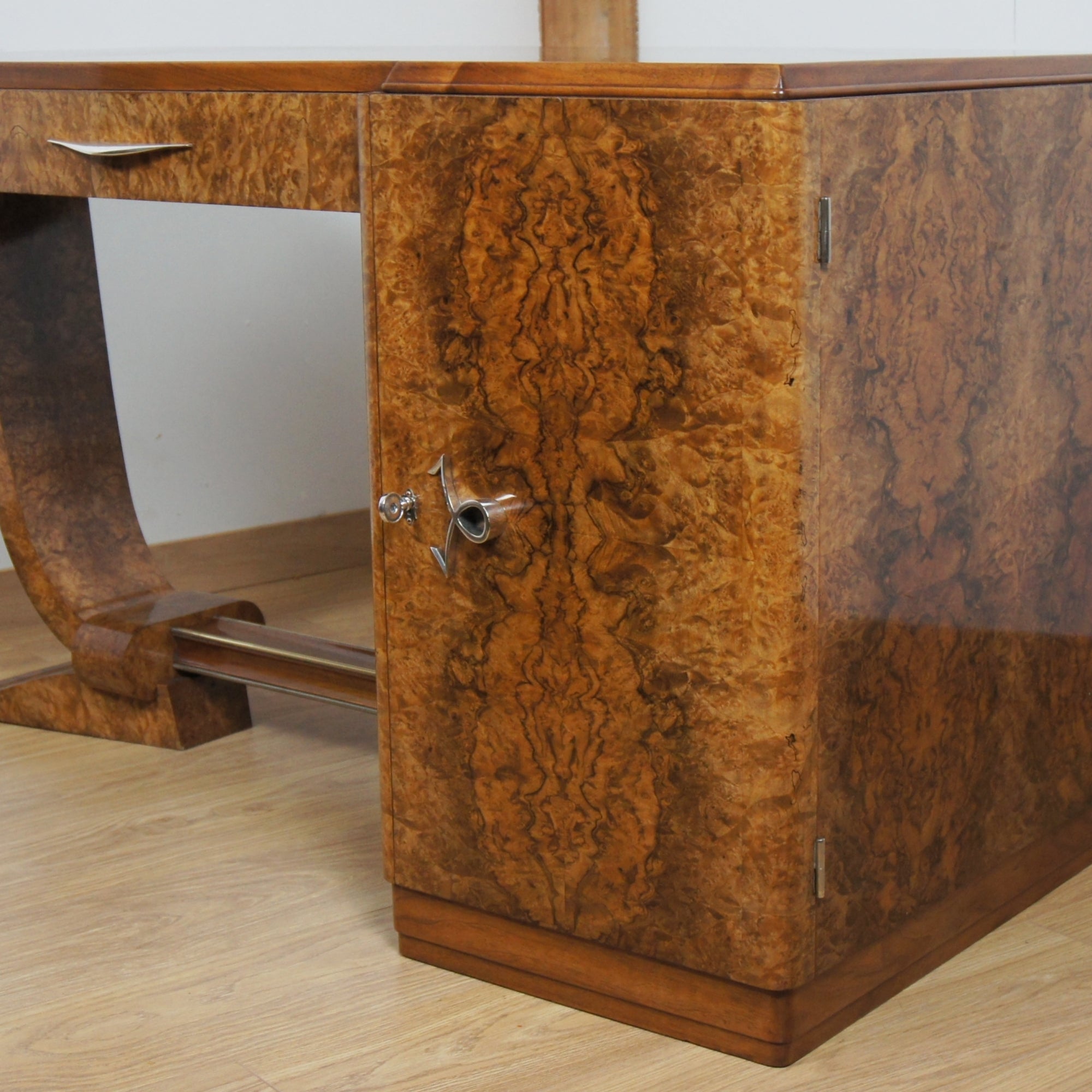 Art Deco Burr Walnut Desk by F.Pigeon of Paris