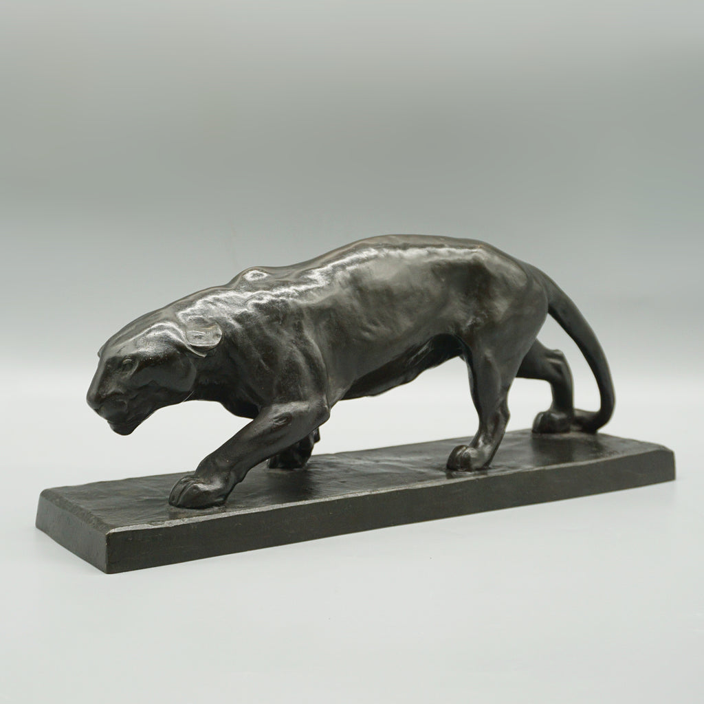 Art Deco Patinated Bronze Sculpture of a Striding Panther by Albert Wille - Jeroen Markies Art Deco 