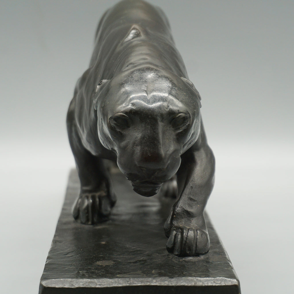 Art Deco Patinated Bronze Sculpture of a Striding Panther by Albert Wille - Jeroen Markies Art Deco 