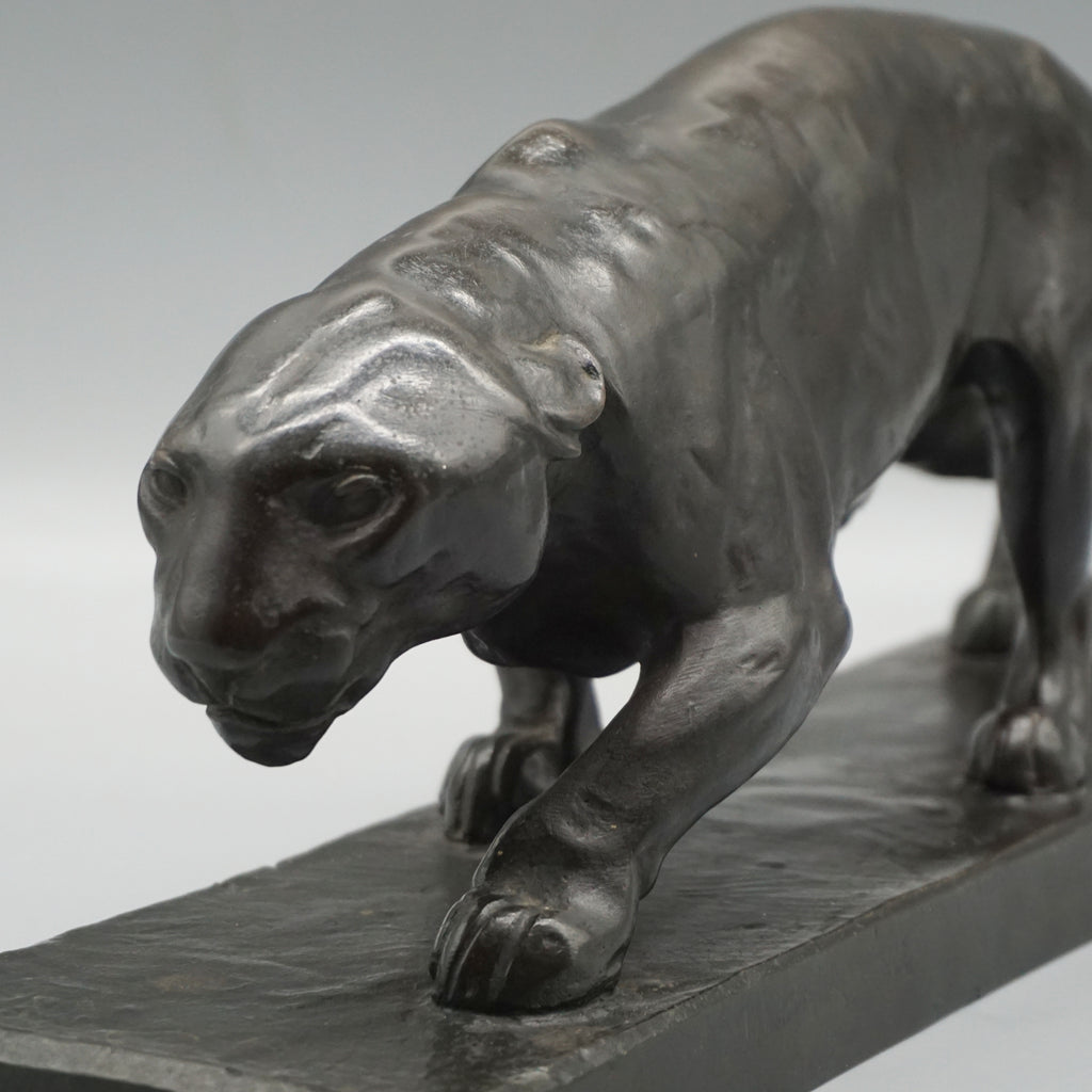 Art Deco Patinated Bronze Sculpture of a Striding Panther by Albert Wille - Jeroen Markies Art Deco 