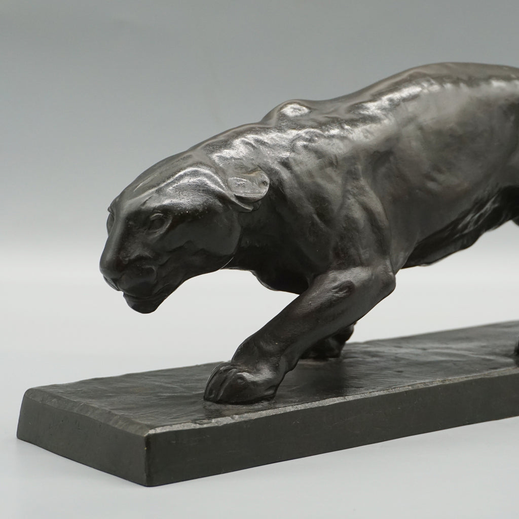 Art Deco Patinated Bronze Sculpture of a Striding Panther by Albert Wille - Jeroen Markies Art Deco 