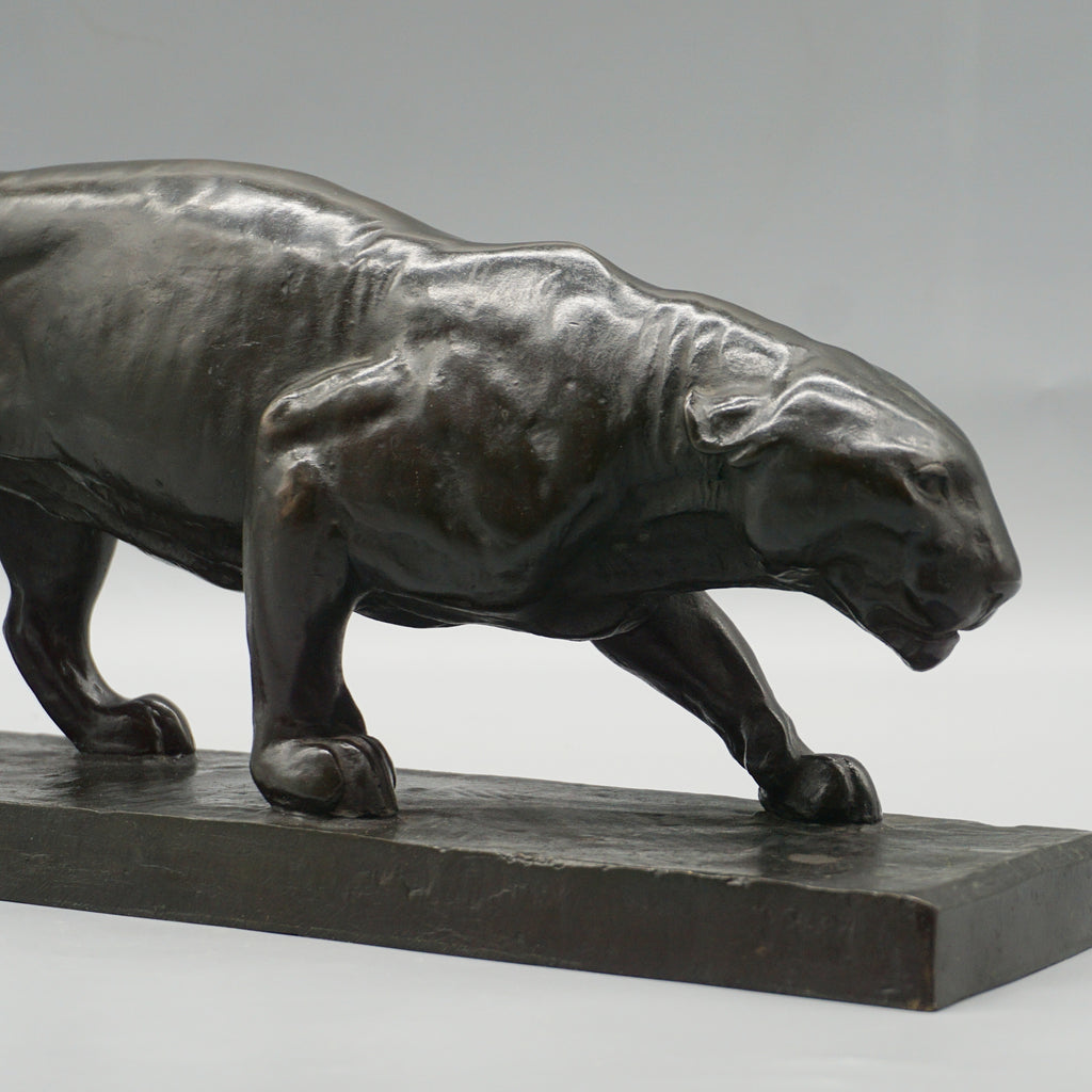 Art Deco Patinated Bronze Sculpture of a Striding Panther by Albert Wille - Jeroen Markies Art Deco 
