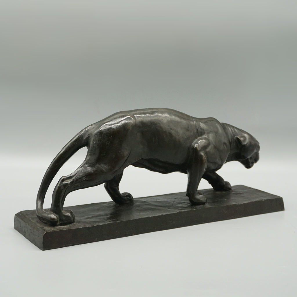 Art Deco Patinated Bronze Sculpture of a Striding Panther by Albert Wille - Jeroen Markies Art Deco 