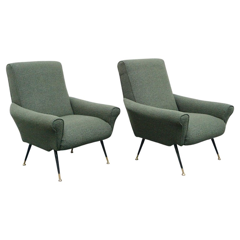 Pair of Lounge Chairs in Green Bouclé - Jeroen Markies Art Deco