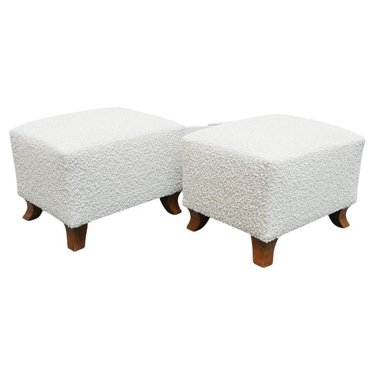 Vintage Italian 1950's Footstools in white boucle - Jeroen Markies Art Deco
