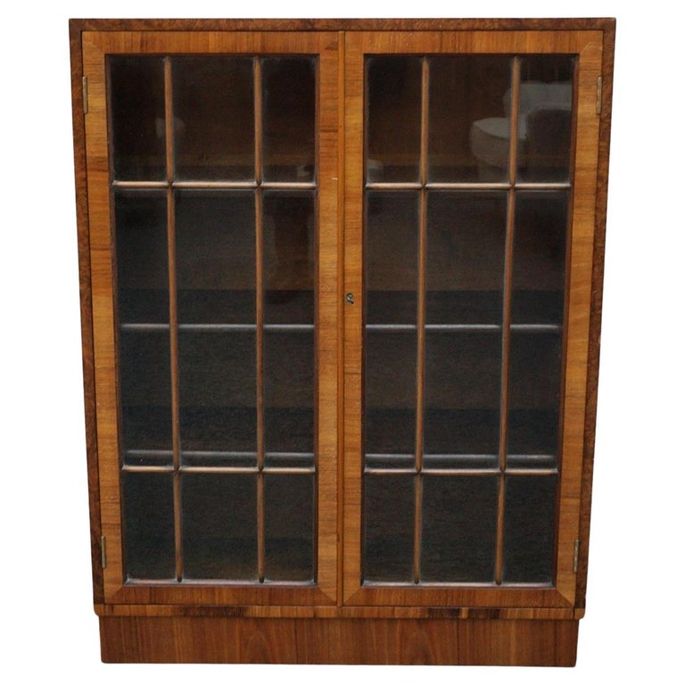 Art Deco Walnut and Glass Fronted Bookcase - Jeroen Markies Art Deco