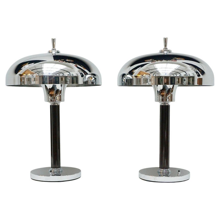 Pair of Chromed lamps with black bakelite stem - Jeroen Markies Art Deco