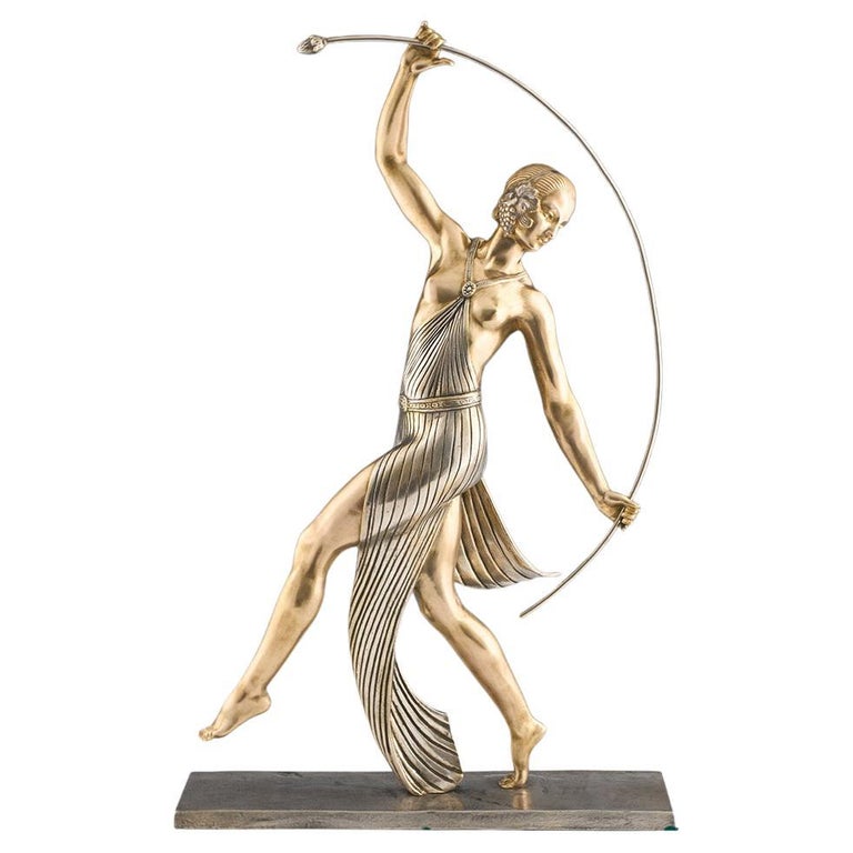 Original Art Deco Bronze Sculpture of a Dancer by JD Guirande / Jo Descomps - Jeroen Markies Art Deco