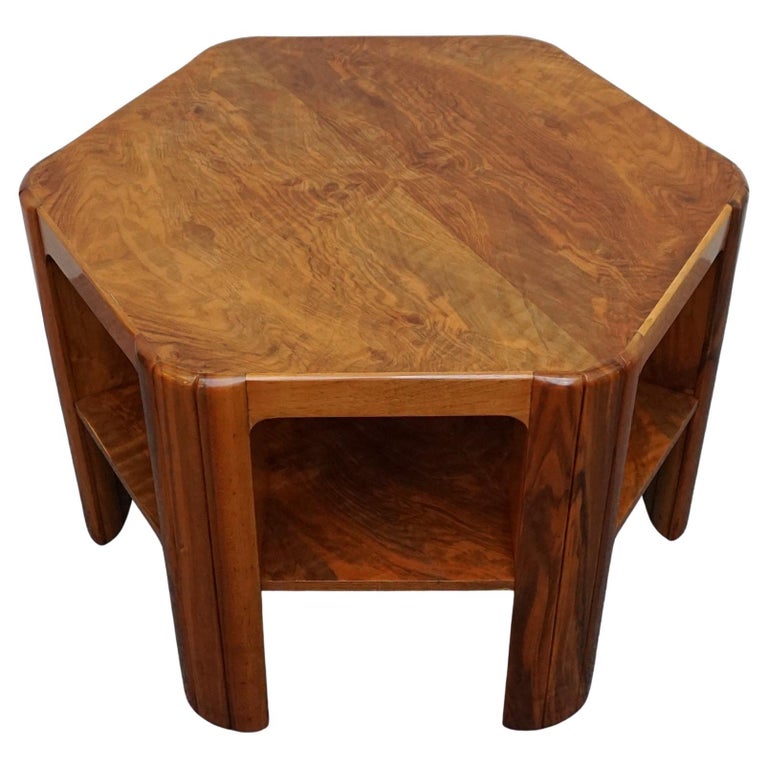 Art Deco Side Table By Heal's of London in Burr Walnut Stamped Heal's - Jeroen Markies Art Deco