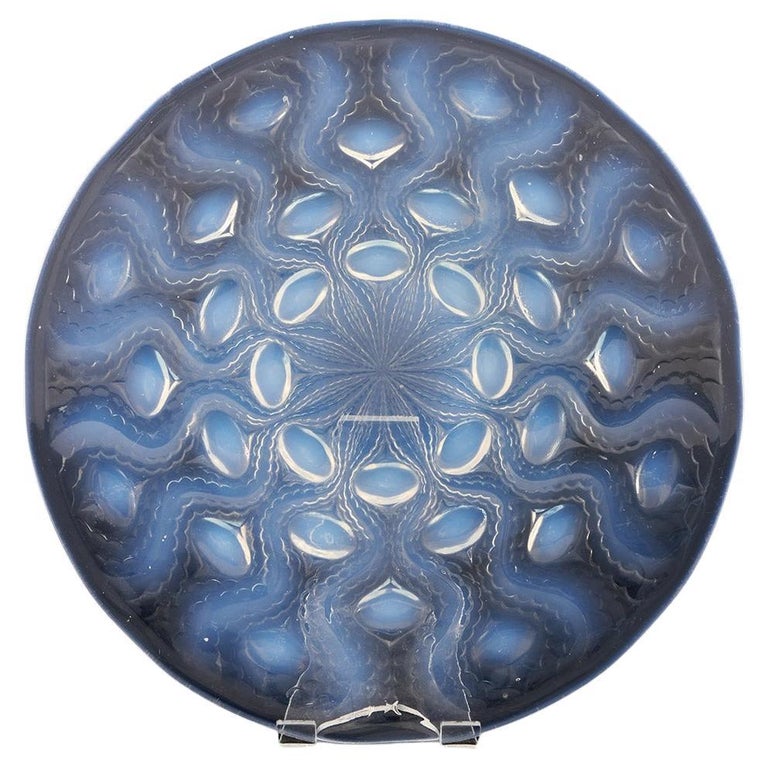 Rene Lalique Bulbes No.2 Blue Opalescent Glass Plate - Jeroen Markies Art Deco