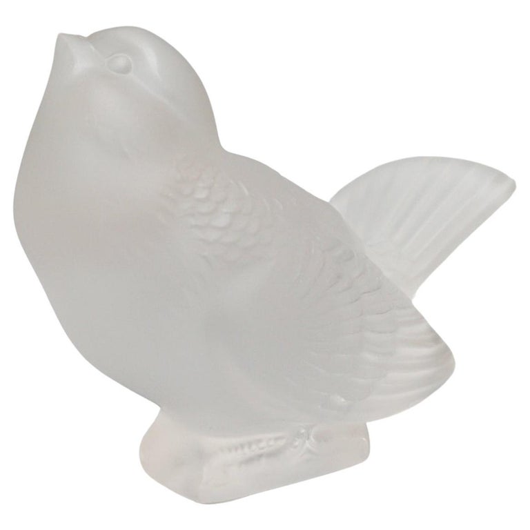 'Moineau Moquer' Marc Lalique Glass Paperweight, glass bird, midcentury - Jeroen Markies Art Deco