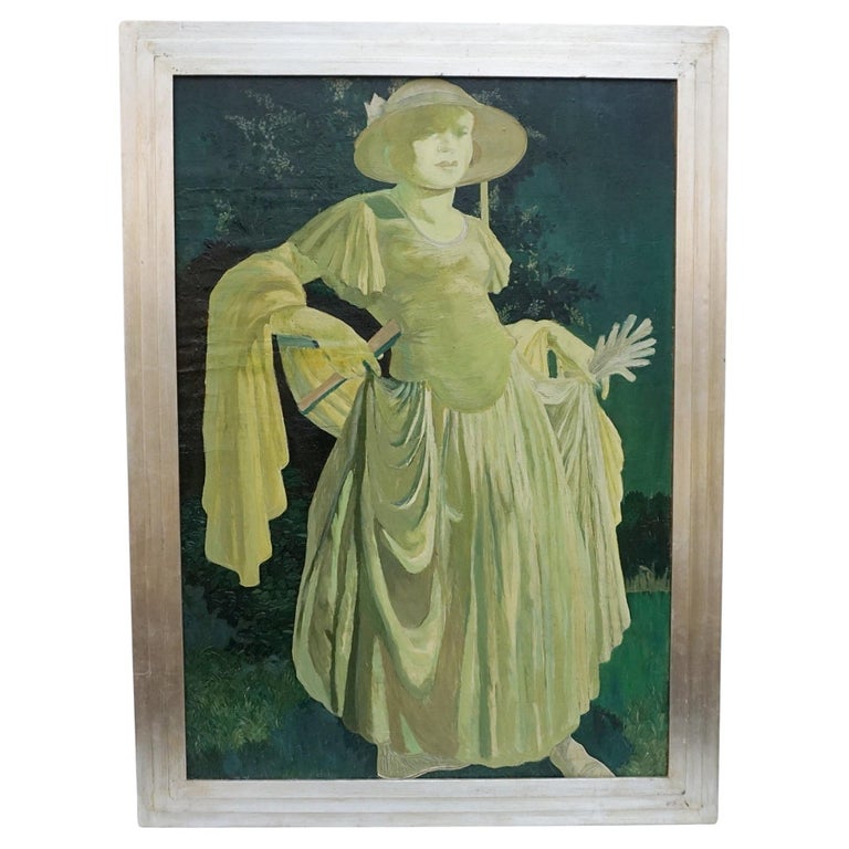 Art Deco Painting. Oil on board. Early 20th Century painting. Marcel Delmotte. Art Deco frame - Jeroen Markies Art Deco