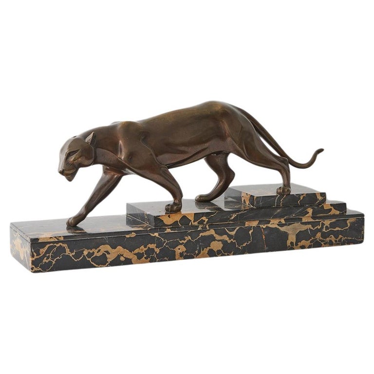 An Art Deco Panther by Henri Molins. 1930's sculpture, bronze Animalia. - Jeroen Markies Art Deco