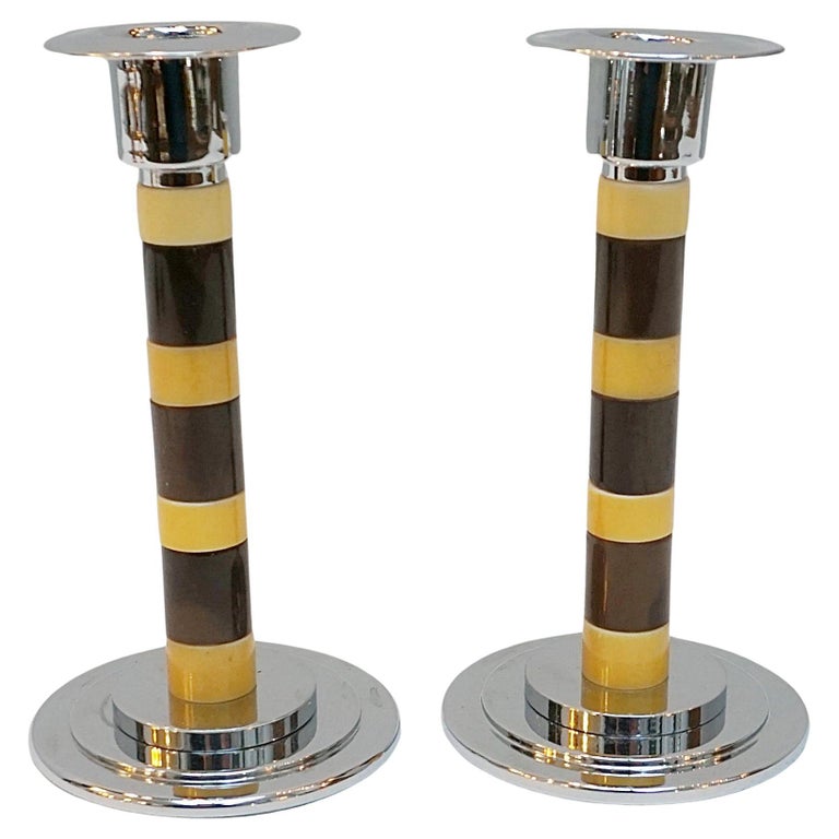 Striped Bakelite 1930s style art deco candlesticks - Jeroen Markies Art Deco