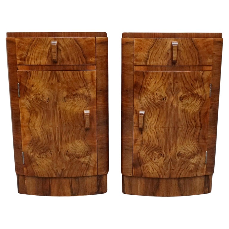 Pair of Art Deco solid walnut bedside cabinets. 1930's furniture, bedroom furniture - Jeroen Markies Art Deco