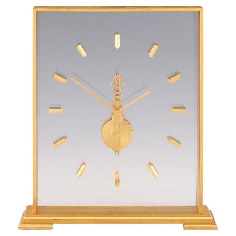 Mid-Century Jaeger LeCoultre Gilt Brass Mantel Clock - Jeroen Markies Art Deco