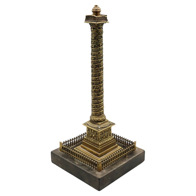 Grand Tour Model of the Colonne Vendome in Paris. Solid bronze over marble base - Jeroen Markies Art Deco
