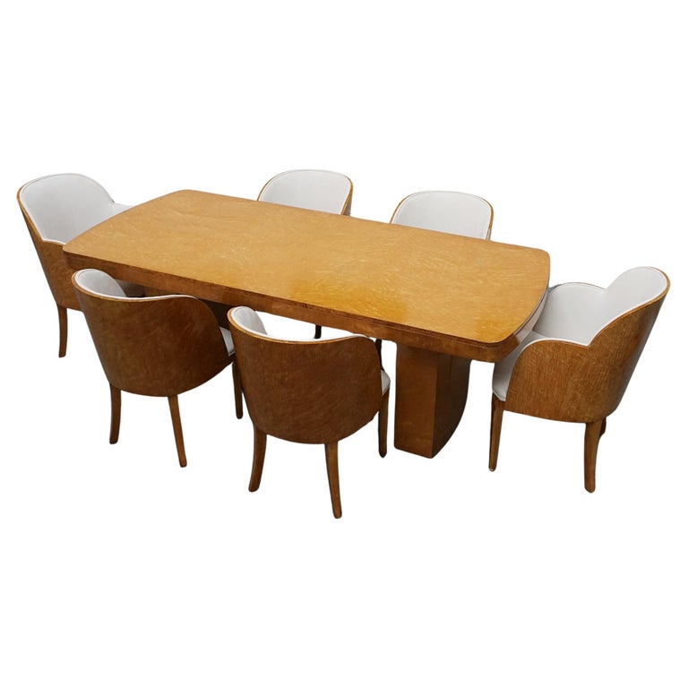 Vintage Birdseye Maple Harry & Lou Epstein Art Deco Six Seater Dining Suite - Jeroen Markies Art Deco 