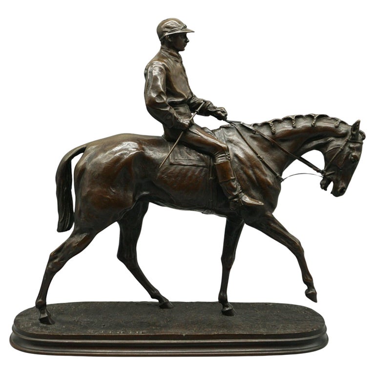 Pierre Jules Mene 'Jockey à Cheval' Original Bronze Mid-19th Century Sculpture - Jeroen Markies Art Deco