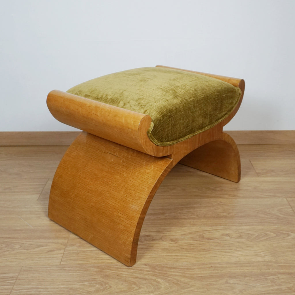Art Deco Birdseye Maple X-Framed Dressing Stool - Markies Antiques ltd