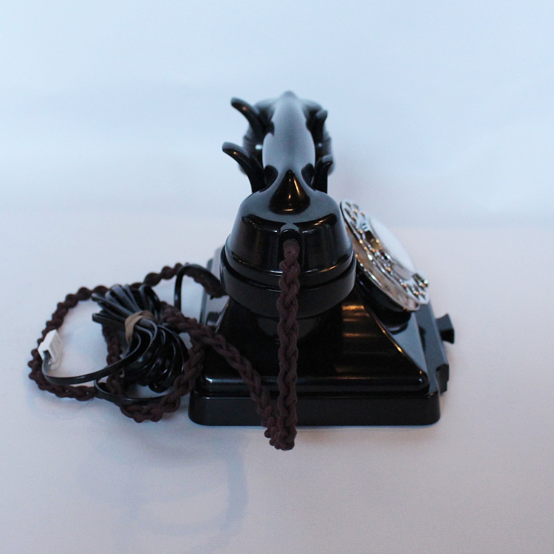 An original GPO telephone in black bakelite. With integral drawer at Jeroen Markies.