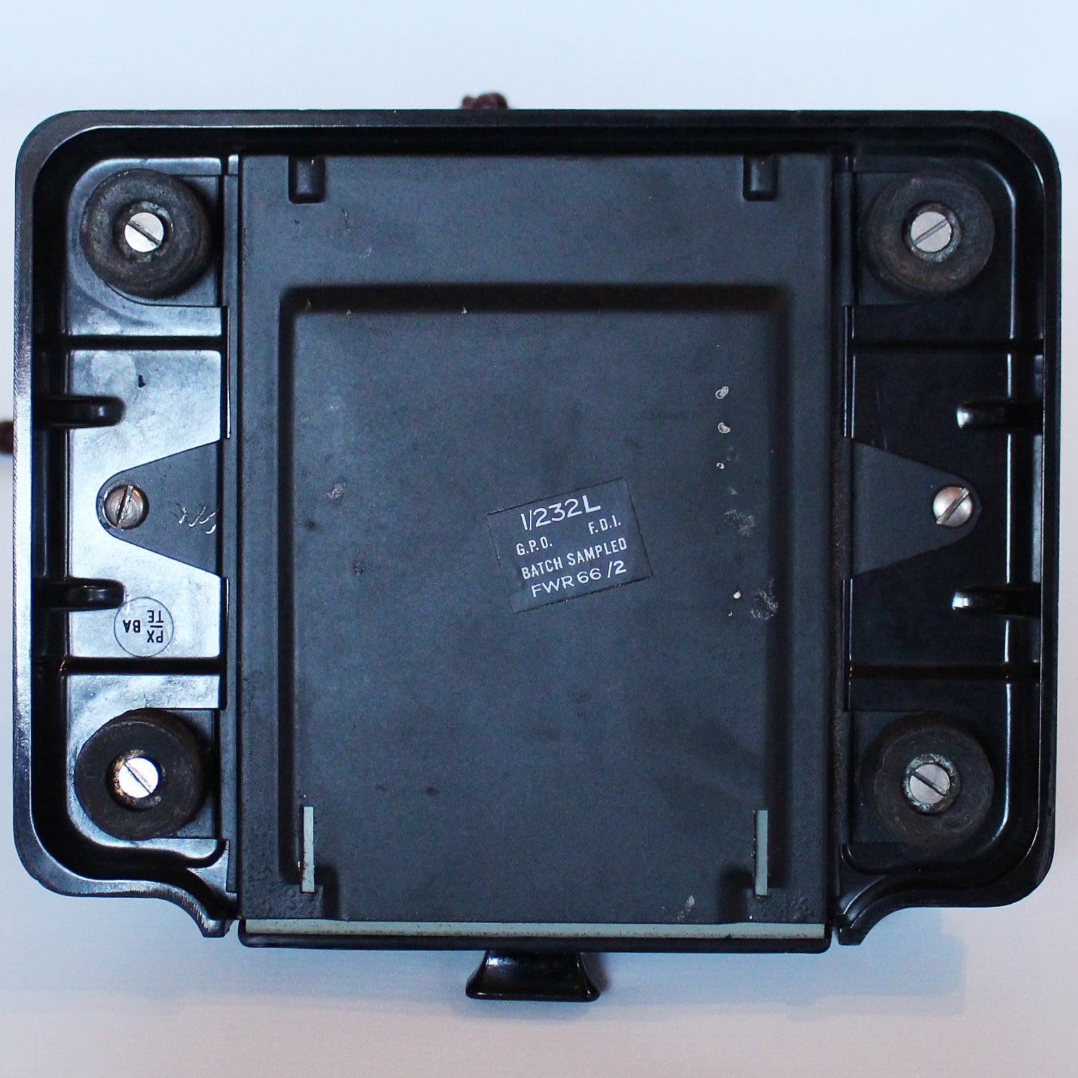 An original GPO telephone in black bakelite. With integral drawer at Jeroen Markies.