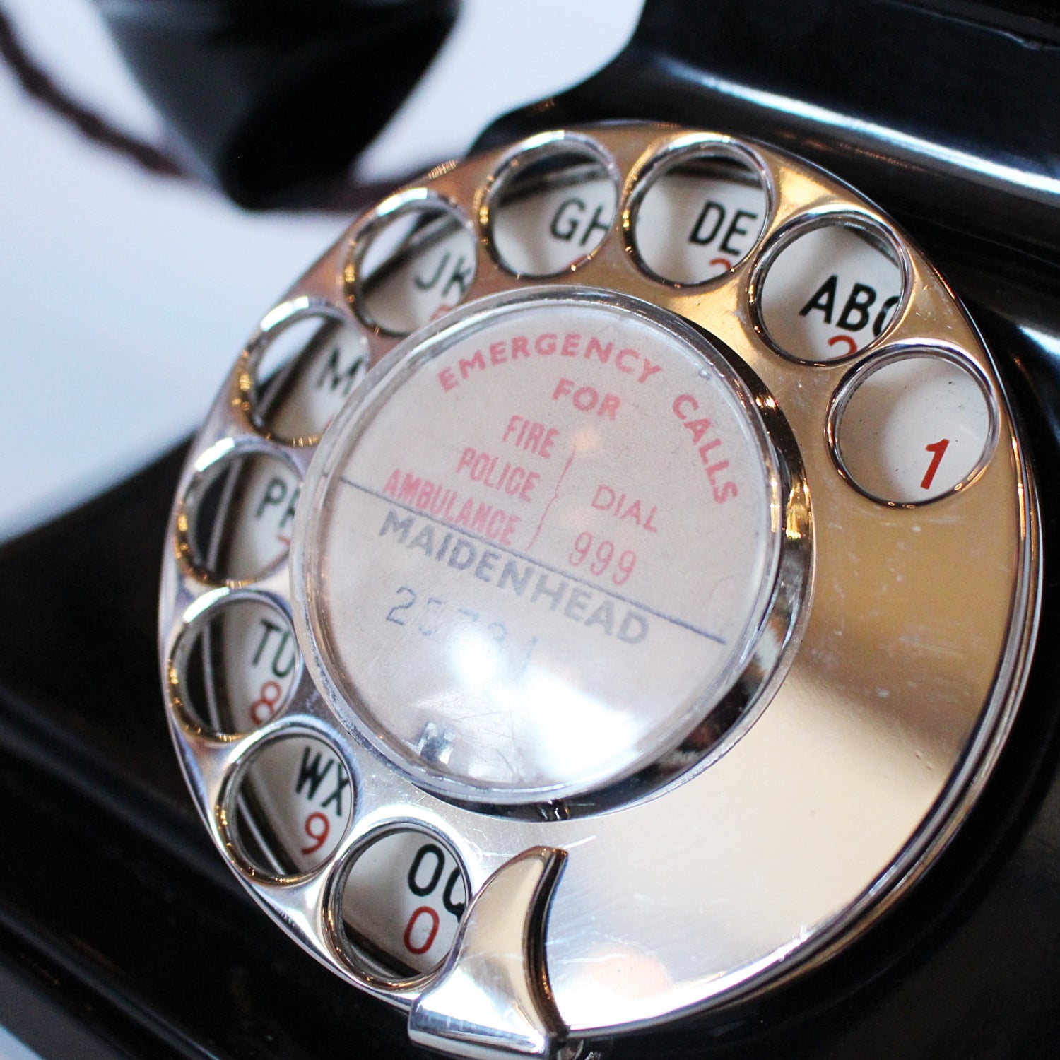 An original GPO telephone in black bakelite. With integral drawer at Jeroen Markies.